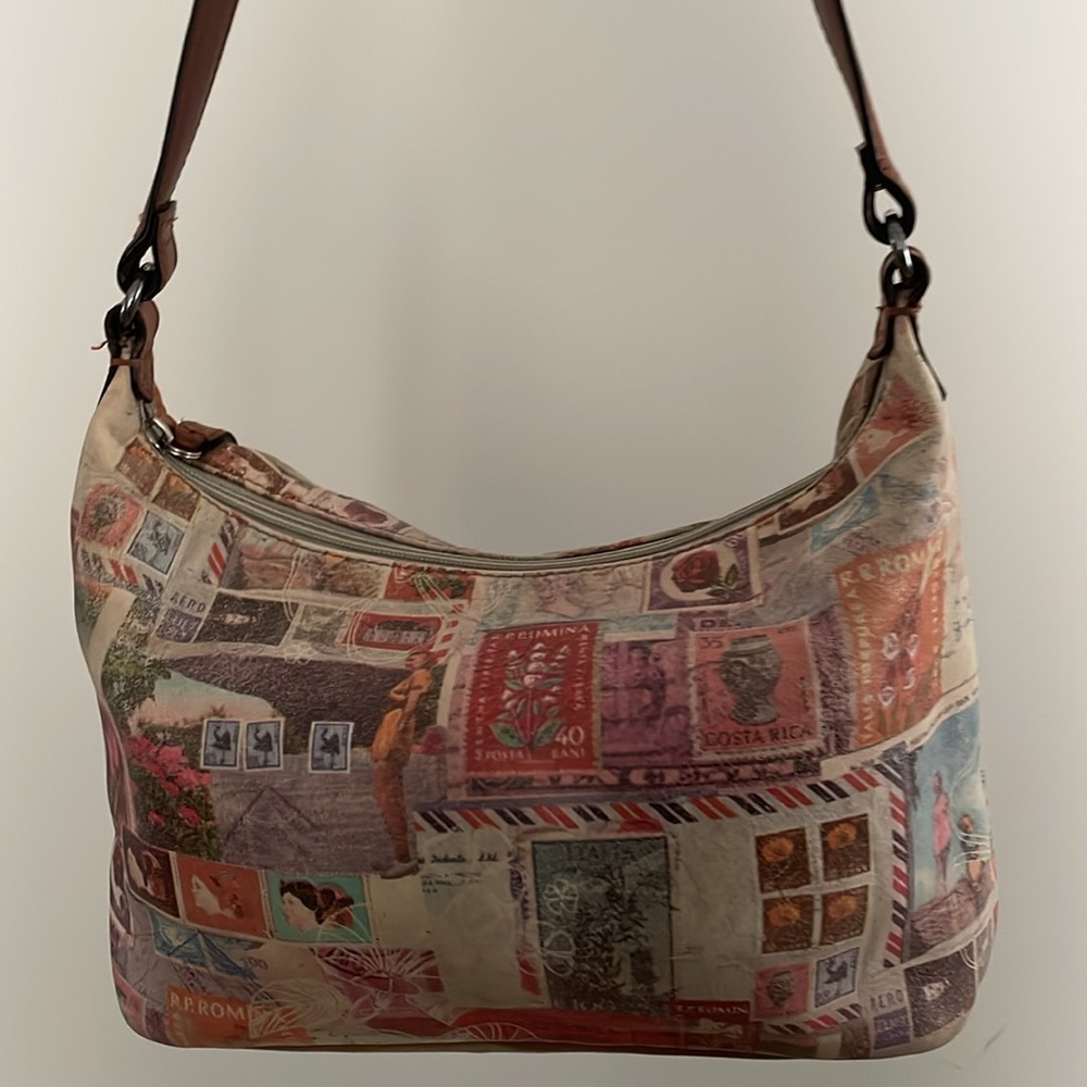 Fossil Vintage postage stamp print Shoulder Bag with Timeless Elegance - Picture 12 of 13